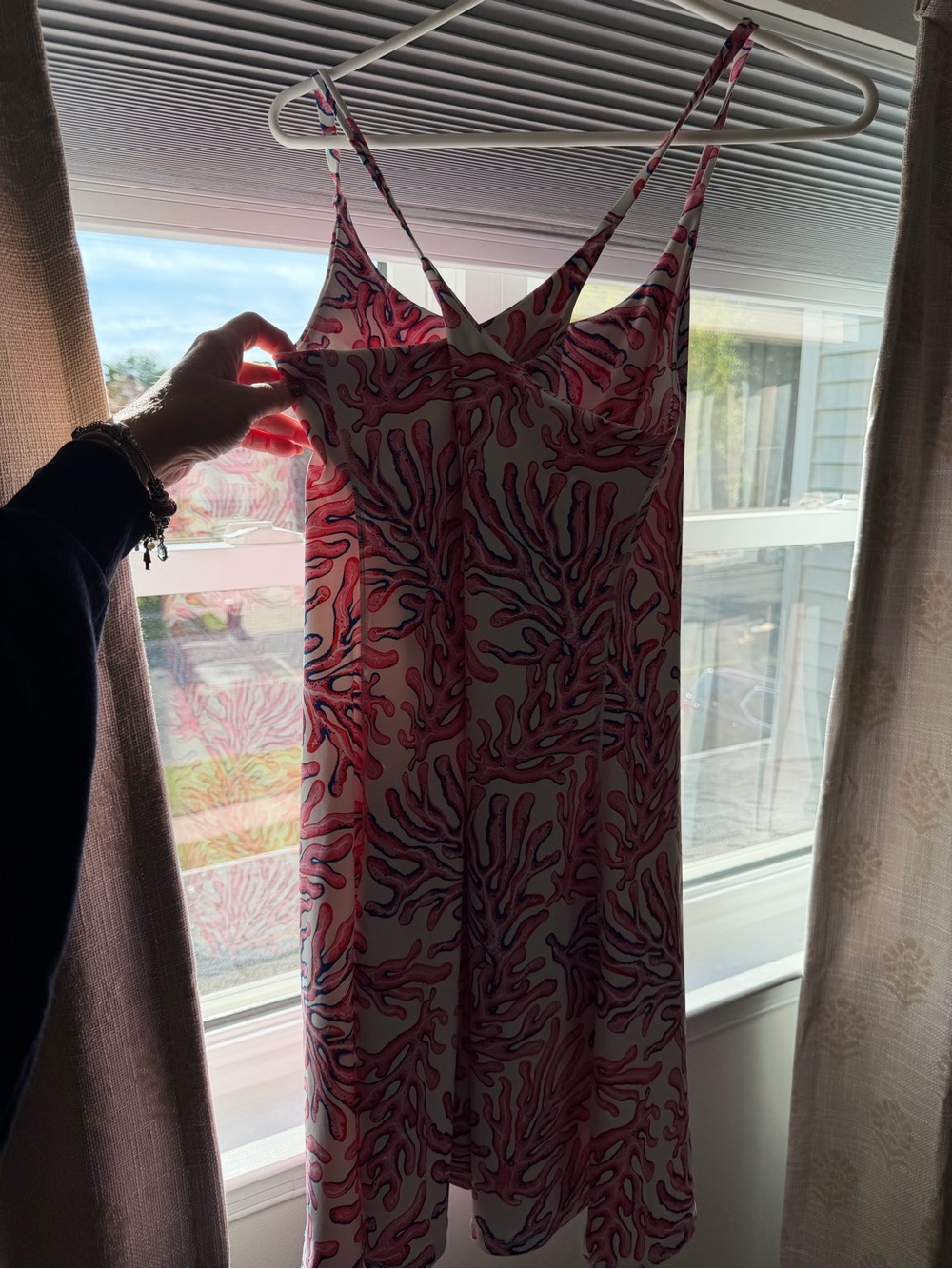 Simply Southern White Slip Dress with Pink Coral Print